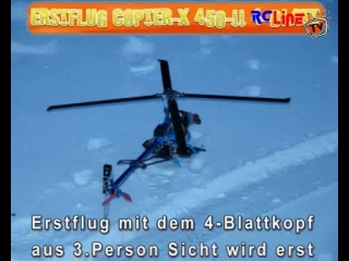 Erstflug Copter-X 450-II mit 4-Blattkopf am 27.12.2009