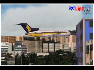 DANACH >: Landeanflug auf Hongkong mit der B 727